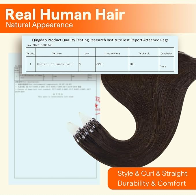 Full Shine Micro Link Hair Extensions Real Human Hair 22 Inch 50 Grams Long Straight Remy Hair Color 2 Dark Brown Micro Loop Human Hair Extensions for Women add Length