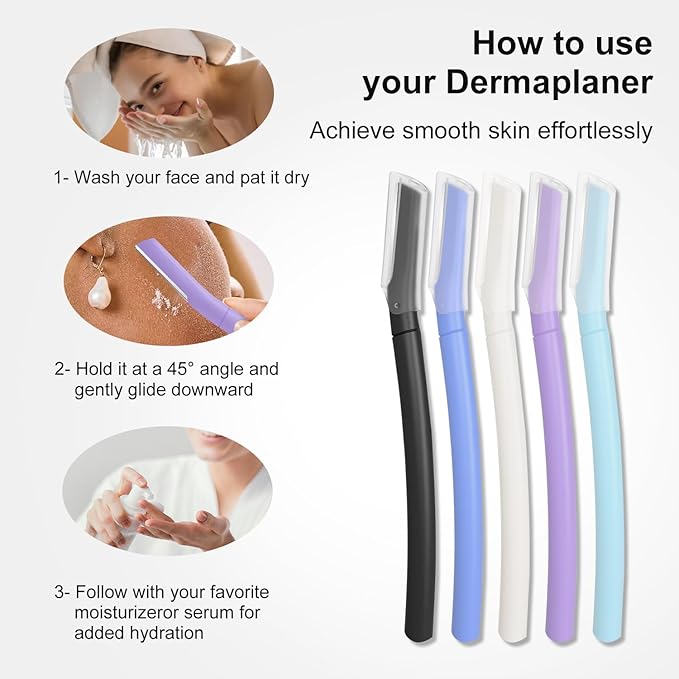 Precision Dermaplane Razor, Face Razors for Women and Men, Eyebrow Razor, Dermaplaning Tool, Peach Fuzz Remover, Skin-friendly Microblades with Protective Cap