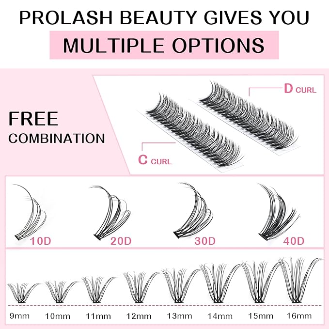 280 Pcs Individual Lashes 30D-D-0.07-14 Cluster Lashes 10D 20D C D Curl Wispy Lashes Bottom Lashes DIY Lashes At Home（30D-D-0.07-14）