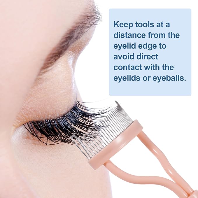 2 Pcs Metal Eyelash Separator Tool, Eyelash Comb Separator, Mascara Applicator, Lash Separator Tool for Defined Lashes, Brows (Khaki, 5.36''×1.1'')