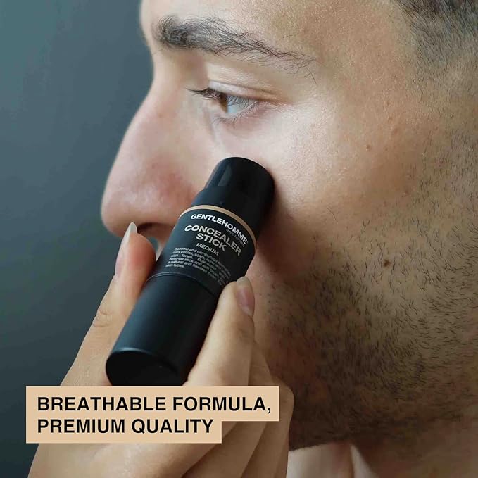 Gentlehomme - Concealer Stick Bundle - Men’s 2-in-1 Concealer & Brush - For Blemishes, Dark Circles & Uneven Skin Tones - Natural Finish - All Skin Types - Vegan - Light/Medium Light/Medium - 3 Pack