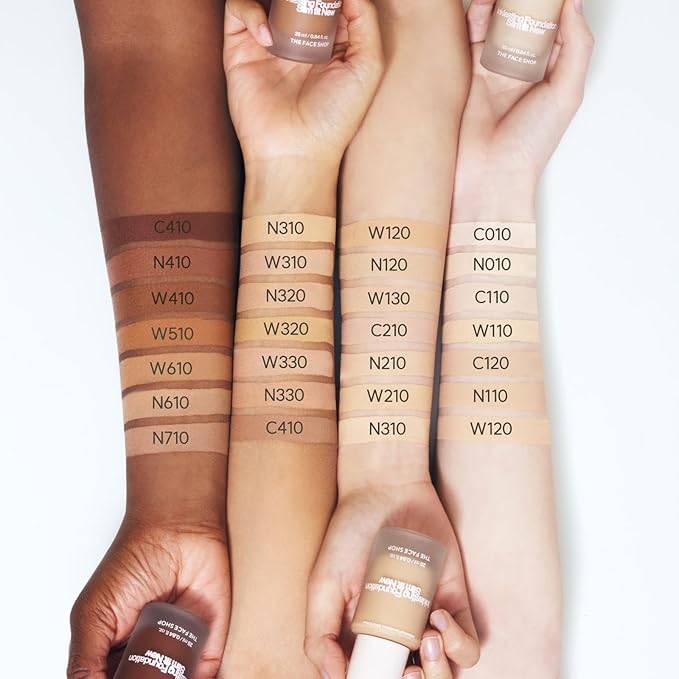 THE FACE SHOP Ink Lasting Liquid Foundation, Full Coverage, 72‑Hour Wear Semi‑Matte Finish, Makeup with Bakuchiol, W510 Hazelnut, 0.84 Fl. Oz.