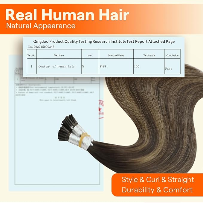Full Shine Itip Human Hair Extensions 18 Inch 40 Grams Medium Brown to Honey Blonde and Brown I Tip Hair Extensions Real Human Hair Soft Hair Cold Fusion Extensions
