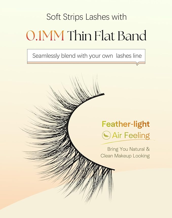 Eyelashes Cat Eye Lashes 15MM False Eyelashes Natural Look C Curl Lash Strips with 0.1MM Thin Band Volume Fake Lashes Pack ChirpyLuna Fluffy Eyelash, 7 Pair