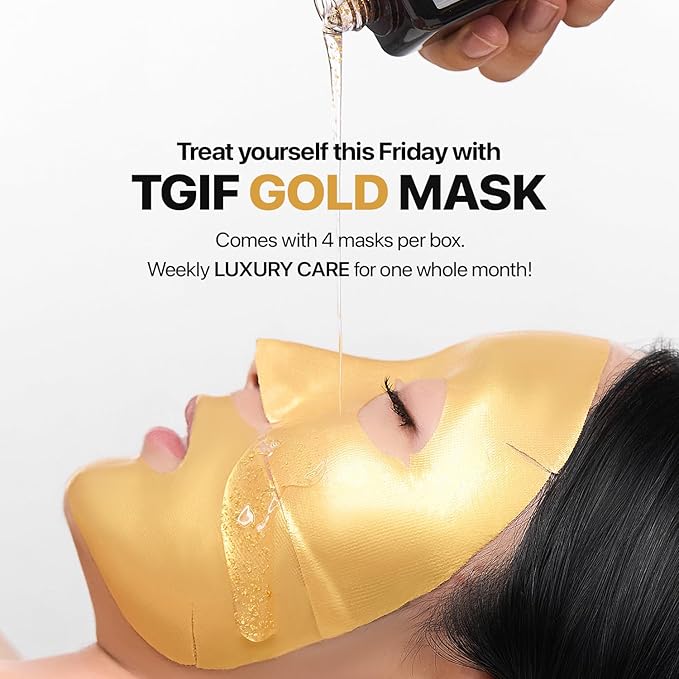 Nature Republic 2-Step Ginseng Gold Silk Hydrogel face Mask, Hydrating Overnight gold mask, Ginseng Niacinamide & Silk Amino Acid,Royal Jelly Extract, Holiday Gifts, Korean Skin Care 34.5g x4ea