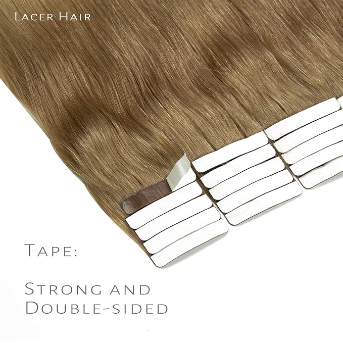 Lacerhair 16inch Tape on Hair Extensions Remy Human Hair T#10-613 Ombre Bronde to Bleach Blonde Color 50g 20pcs/set