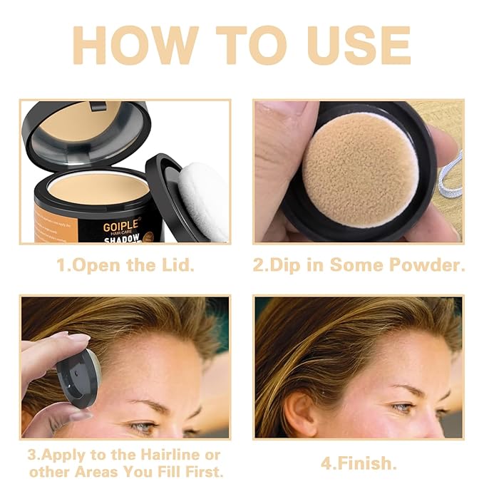 Root Cover Up Powder Hairline Powder for Women Root Touch Up Hair Color for Bald Spots, Eyebrows, Beard Line, Light-Blonde Hair Fibers for Thinning Hair Shadow Cover Up 2 Pack (Light Brown)