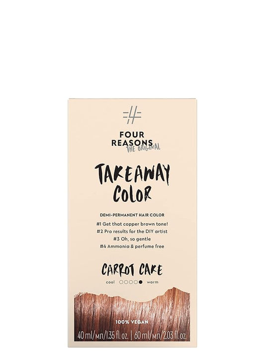 Four Reasons Original Takeaway Color - Carrot Cake – 6.4 Copper Brown - Demi-Permanent Hair Color - Ammonia-Free and Fragrance-Free Hair Dye - 100% Vegan & Cruelty Free