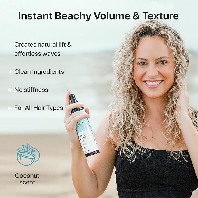 Beauty by Earth Sea Salt Spray for Textured Beach Waves & Volume - USA Made with Organic Ingredients, Texturing & Volumizing Spray for Fine Hair for Men & Women