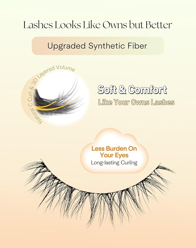 Lashes Natural Look 11MM Short Eyelashes with Clear Band C Curl False Lashes 3D Volume Strip Eyelashes Natural Looking 7 Pair Eye Lash Pack, ChirpyLuna