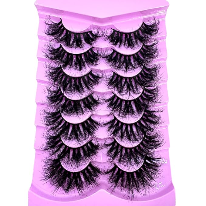 HBZGTLAD Mink Lashes Fluffy False Eyelashes 25mm Dramatic Faux Mink Eyelashes Natural Look Cat Eye Volume Eye Lashes Multipack (LD38)