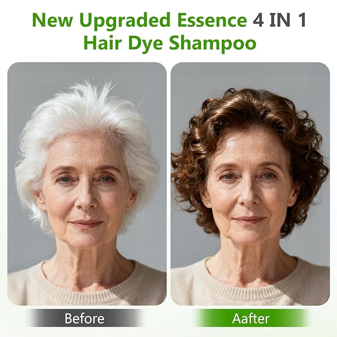 4 in 1 Hair Dye Shampoo for Gray Hair, Semi-Permanent Instant Light Brown Hair Color Shampoo for Women and Men, Herbal Ingredients Hair Care, 100% Grey Coverage 500ml
