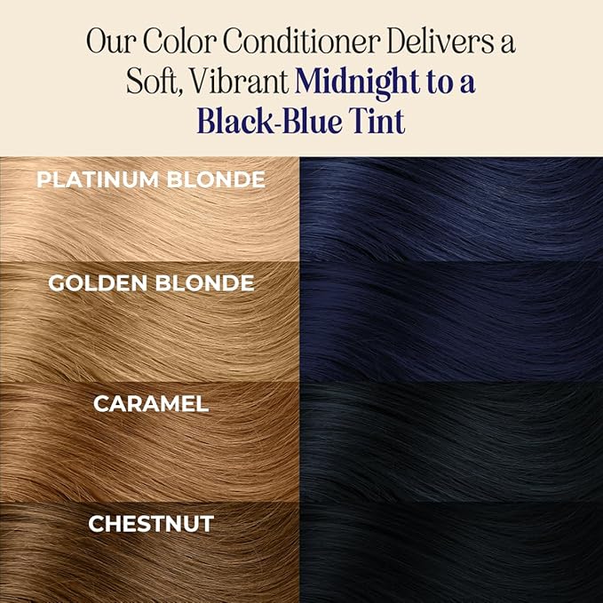 INH Semi Permanent Hair Color | Color Depositing Conditioner | Blue Black Hair Dye | No Bleach & No Peroxide Temporary Tint for Women & Men | Vegan, Ammonia Free, & Sulfate Free | Ready to Use, 6oz