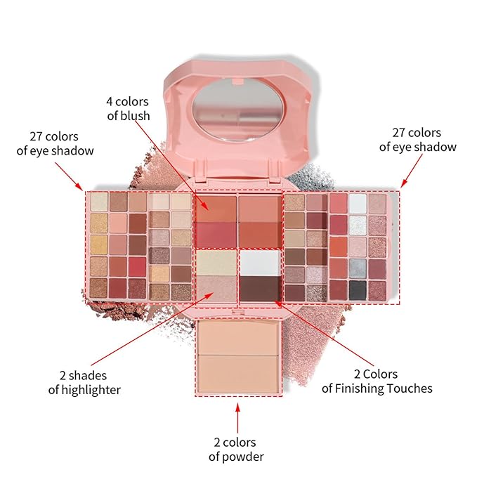 All In One Makeup Kit Matte Shimmer Eyeshadow Palette Professional Cosmetics Fashion Women Makeup Case Full Primer Set Present (B)