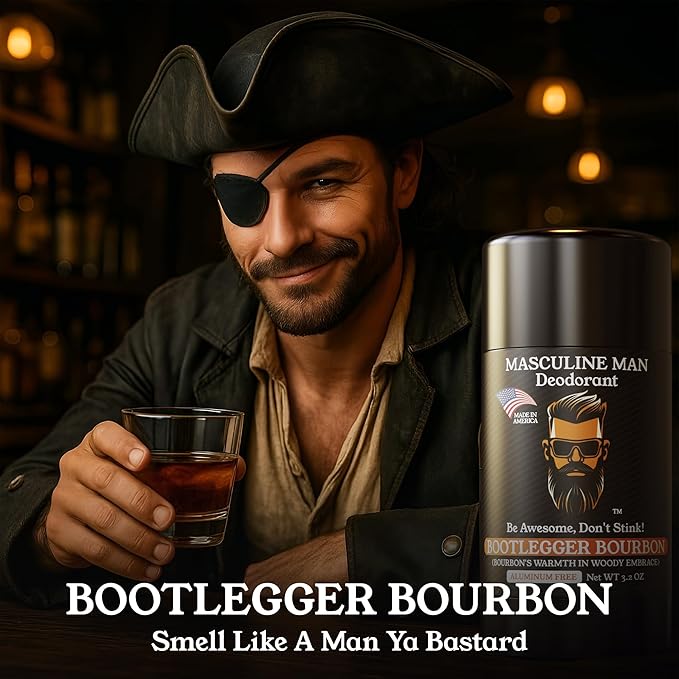 Deodorant for Men - Aluminum Free Mens Deodorant, Travel Size Natural Deodorants, Sweat Protection for Underarm, Stain-Free Deodorants, Made in USA, 3.2oz (2 Pack, Bootlegger Bourbon)