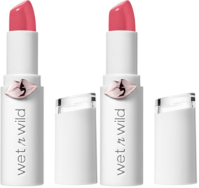 wet n wild Lipstick Mega Last High-Shine Lipstick Lip Color Makeup, Bright Pink Pinky Ring (Pack of 2)