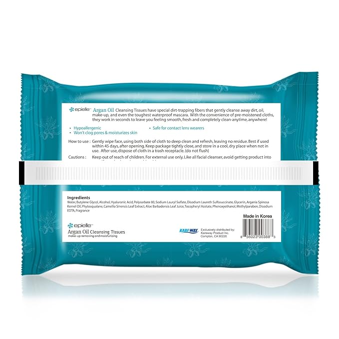 Epielle Makeup Remover Wipes, Remove Waterproof Mascara, Gentle Daily Facial Cleanser Towelettes with Collagen, Cucumber & Argan Oil, Stocking Stuffers, Thanksgiving Essentials, 60 Count (Pack of 4)