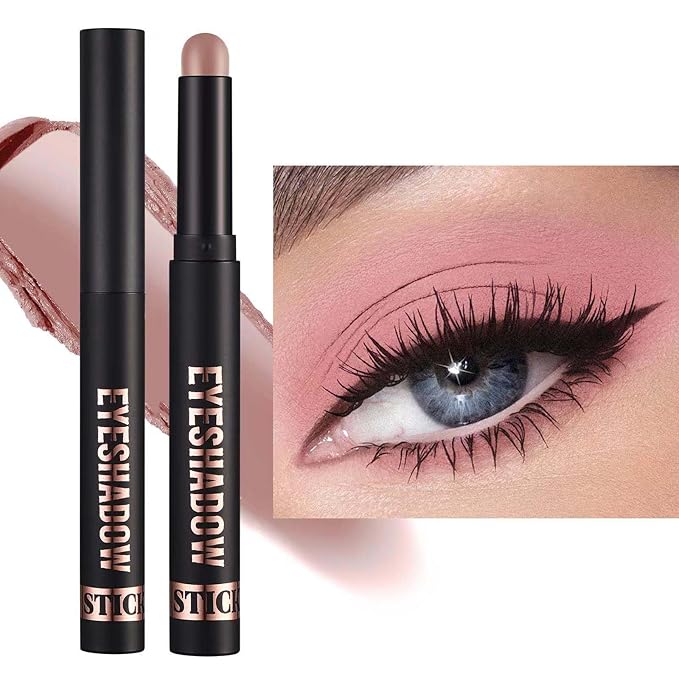 Rose Pink Matte Eyeshadow Pencil Cream Eyeshadow Stick, High Pigmented Long Lasting Waterproof Eye Shadow Pencil Makeup, Hypoallergenic eyeshadow Highlighter Stick Eye Liner (11#)