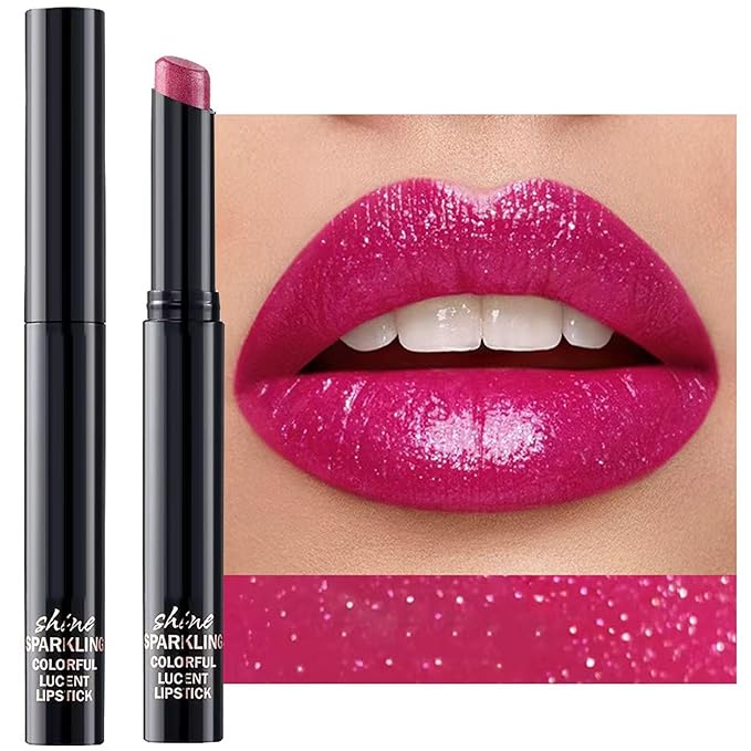 Dark Purple Lipstick with Glitter for Women - Sparkling Lip Glitter, High Impact Color, Transfer Resistant # 07