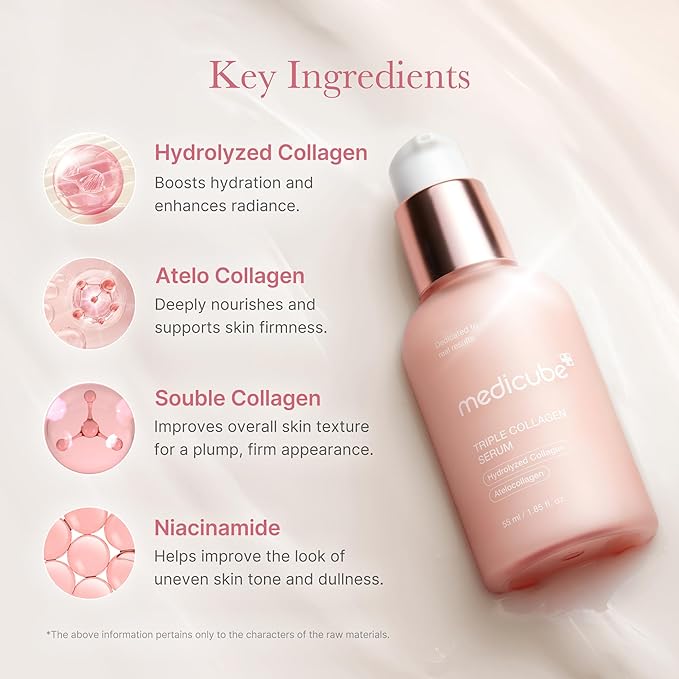medicube Triple Collagen Nourish and Hydrate Duo: Triple Collagen Cream and Triple Collagen Serum | Niacinamide, Hyaluronic Acid for Glowing, Fimer-Looking Skin | Korean Skin Care, Stocking Stuffers