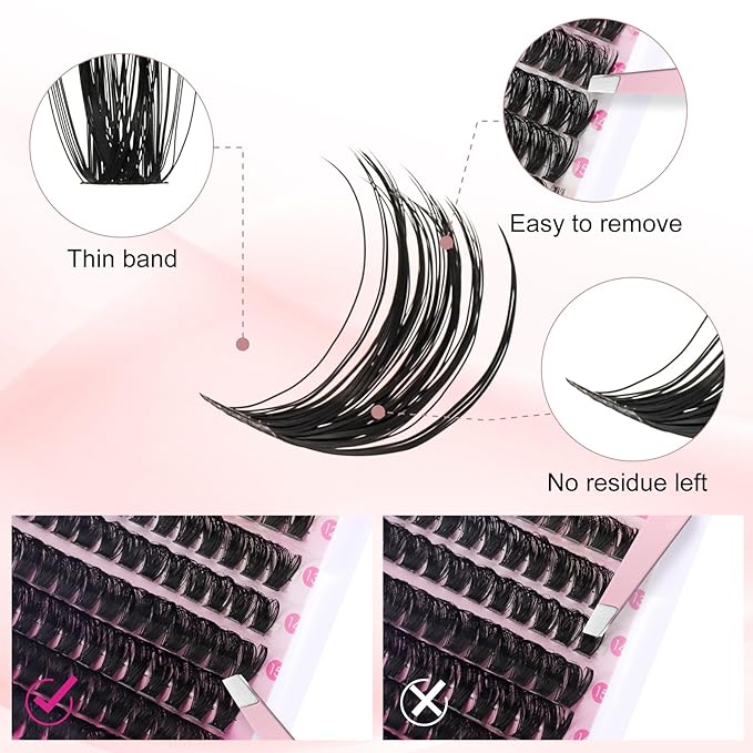 FADLASH Lash Extension DIY Kit Volume Fluffy Lash Clusters D Curl Cluster Lashes with Lash Bond and Seal Lash Tweezers for DIY Eyelash Extension at Home for Self Use（Kit 60D+80D-0.07D-12-18MIX）