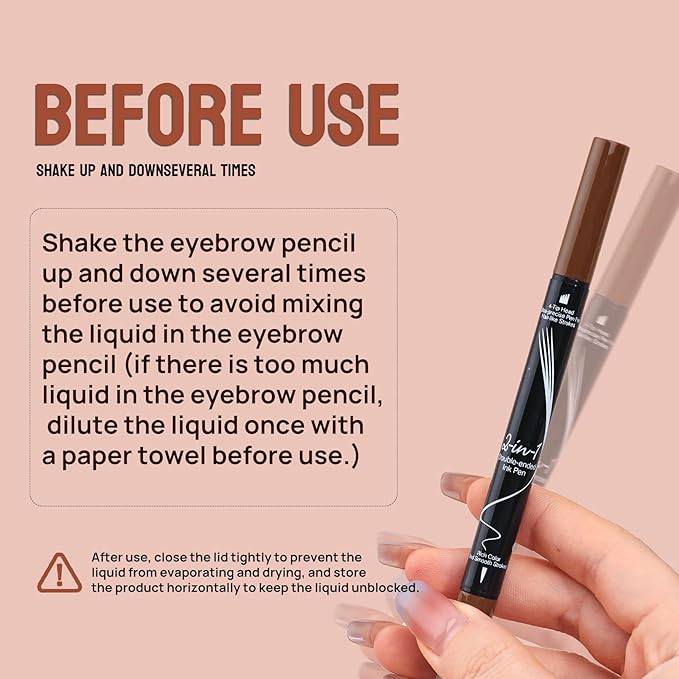 2-in-1 Microblading Eyebrow Pencil Wet and Wild Eyebrow Pencil Waterproof Microblade Eyebrow Pen Brow Kit with Micro-Fork-Tip and Eyebrow Brush (1#)