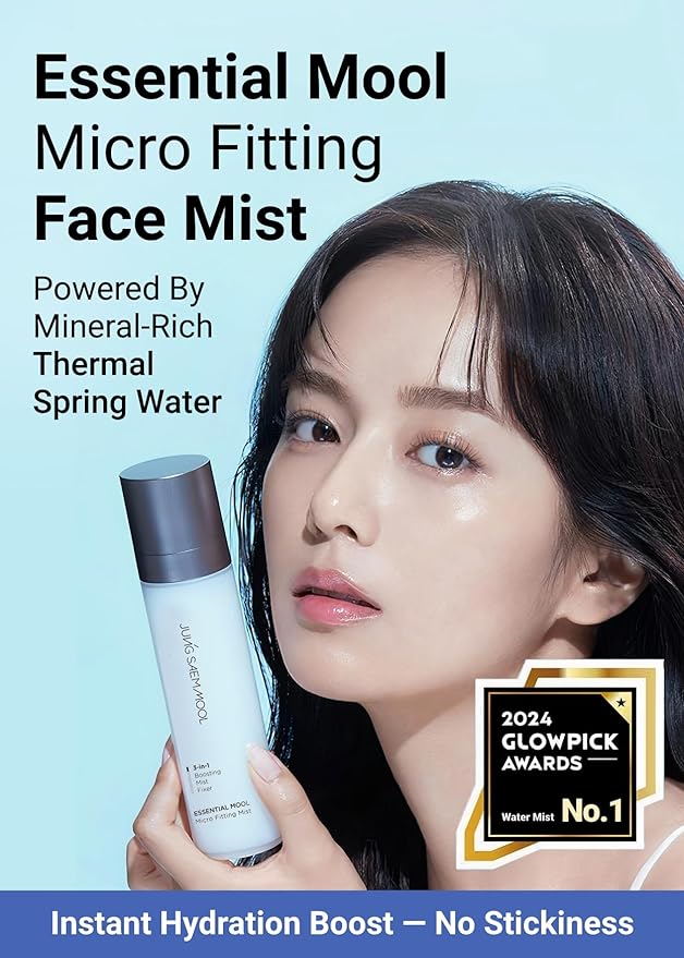JUNG SAEM MOOL Essential Mool Micro Fitting Face Mist 4.06 Fl Oz, Ultra-Fine Hydrating Makeup Setting Spray with Thermal Spring Water, Long-Lasting Fixing Power Dewy Glow Primer, Korean Face Mist