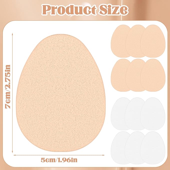 12 Pcs Flat Makeup Sponge, Smooth Makeup Sponges Cushion Foundation Puff Make up Cushion Make up Applicator Sponge for Natural and Easy Soft Long-lasting and Beginner-friendly(White, Beige)