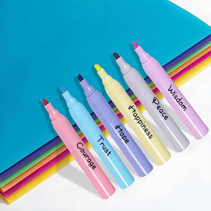 Highlighters Assorted Colors, 6 Pack Tank Style Highlighters, Chisel Tip, No Bleed Bible Highlighter Markers for Teacher Students, Classroom Must Have, School Supplies