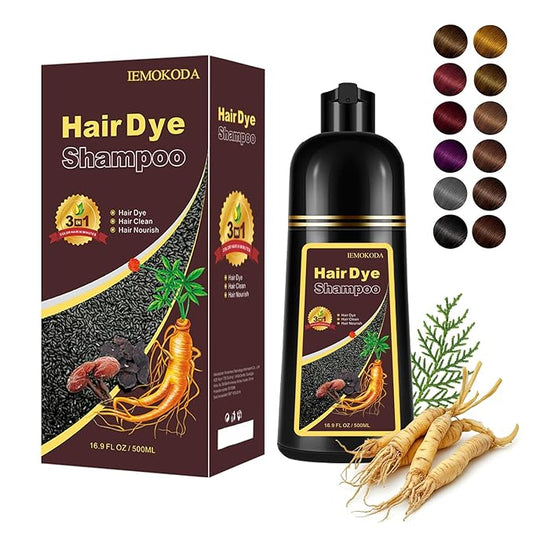 Brown Hair Dye Shampoo 3 in 1, 100% Gray Reducing, Instant Hair Color for Gray Hair Coverage, Natural Shampoo Hair Dye for Women Men Dark Coffee, Easy To Use & Lasts 3-4 Weeks & All Hair Types, 500 ml