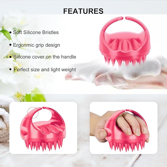 SetSail Hair Scalp Massager Shampoo Brush, Soft Silicone Hair Scalp Scrubber with Ergonomic Handle Dry and Wet Use Hair Scalp Brush for Hair Growth, Dandruff Removal, Blood Circulation for Women Men