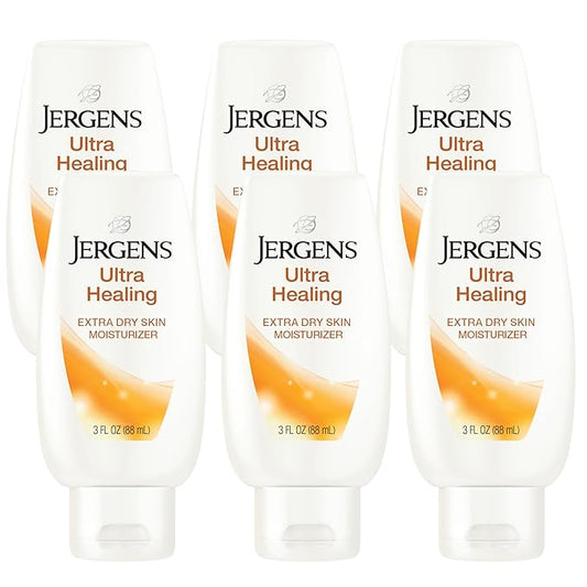 Jergens Ultra Healing Lotion for Extremely Dry Skin, Moisturizer to Relieve and Repair Rough Spots, Improves Skin Texture, Hand and Body Lotion with Vitamins E, C, & B5, 3 Oz (Pack of 6)