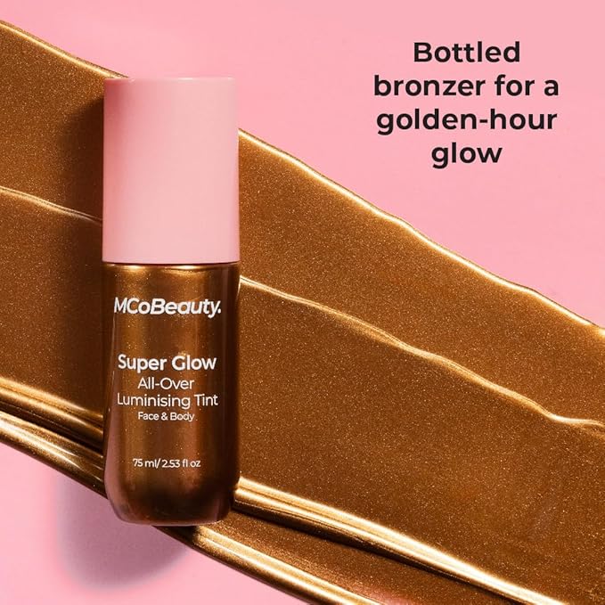 MCoBeauty - Super Glow All Over Body Illuminiser Bronze - Liquid Bronzer Shimmer Tint with Bronze Finish - Tanning Drops, Highlighter Makeup. Bronzing Drops - 45ml