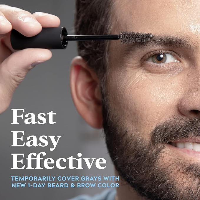 Just for Men 1-Day Beard & Brow Color, Temporary Color for Beard and Eyebrows, For a Fuller, Well-Defined Look, Up to 30 Applications, Black, Ships in Eco-Friendly Packaging (Pack of 3)