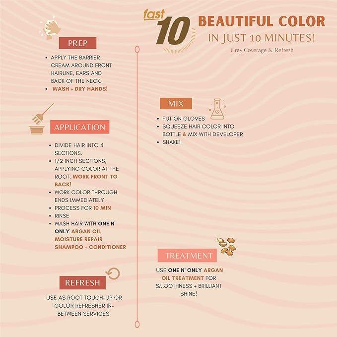 One 'N Only Fast 10 Permanent Hair Color Kit - Hair Dye for Women with Argan Oil to Maintain Moisture Balance - Advanced Micro-Pigments for Natural Tones (5N Natural Light Brown)