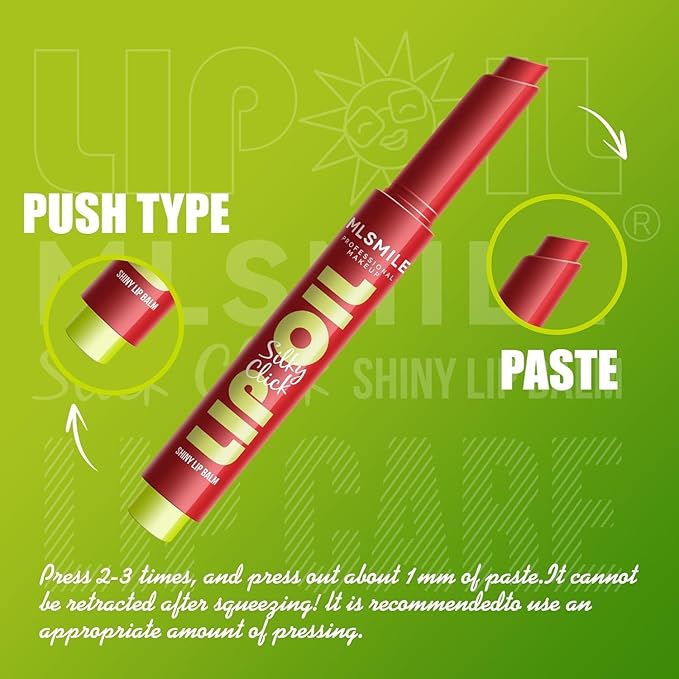 3 Colors Fat Lip Oil Click Slick, Moisturizing and Long-lasting Lip Balm, Non-stick and High Pigment Lip Glow Oil, Lightweight Lip Plumper with Coconut Oil (Set: C)