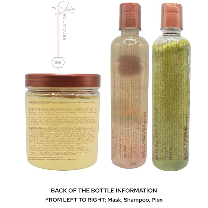 Ritual Botánico Keratina Orgánica | Treatment to Straighten, Repair and Relax Hair | All Natural, Organic & Vegan Ingredients | Product of Colombia (3 Piece Kit-Caspa Shampoo)