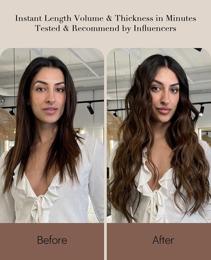 VINBAO Clip in Real Human Hair Extensions Ombre Color 1B Natural Black Fading to 4 Middle Brown 20 inch 120 Gram 6 Pcs Clip in Remy Hair Extensions for Women Full Head Thick End (#1BT4,20'')