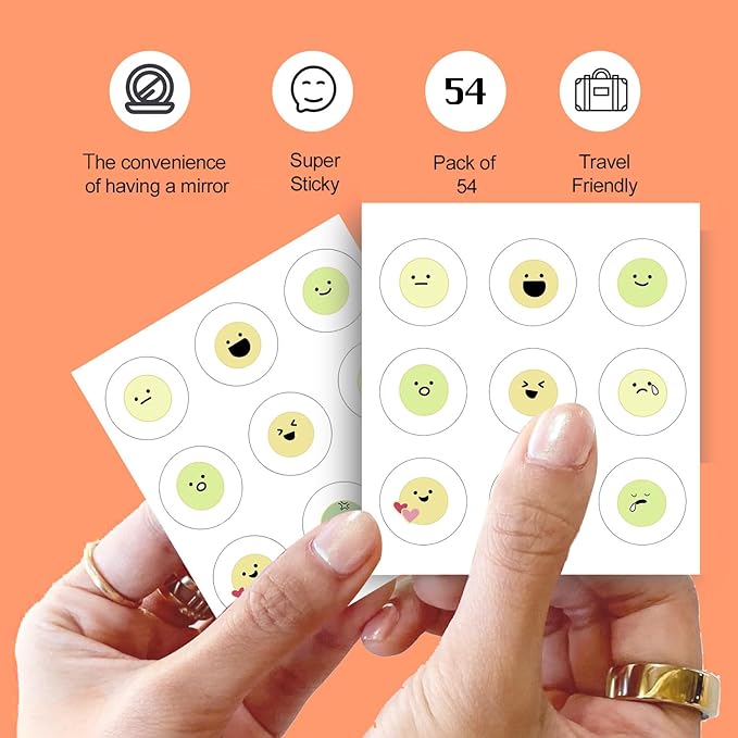 Acne Pimple Patches for Face 54 Count with Mirror Case for Day & Night Use - Hydrocolloid Pimple Pads, Emoji-Themed Blemish Dots, Clear Skin Treatment (Emoji)