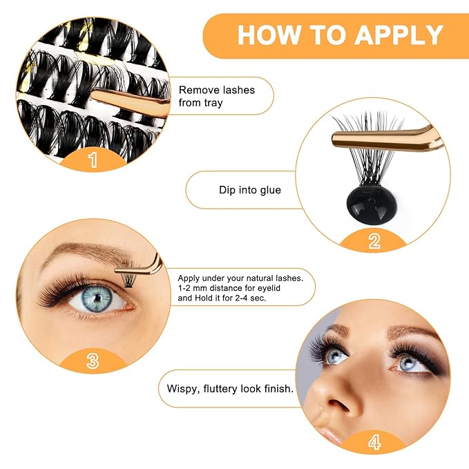B&Q Lash Clusters 280PCS Natural Eyelash Clusters, 40D 50D D 9-16 Individual Lash Wispy Eyelash Extension with Soft Thin Band, Classic Look Pestañas Postizas Comfortable DIY at Home(40D+50D-D-9-16MIX)