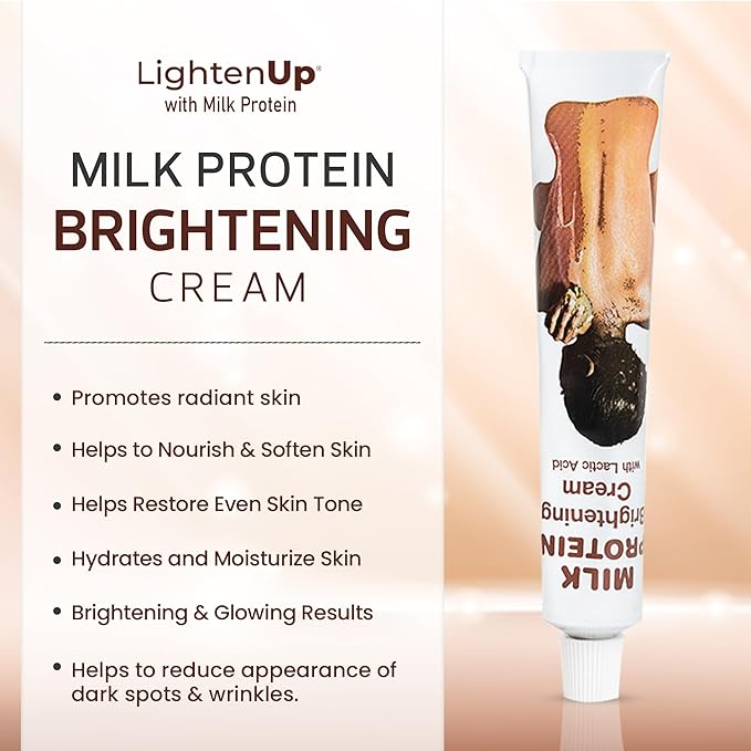 Lighten-Up Lactic Acid Cream - 1.7 Fl oz / 50 ml - Skin Brightening Cream, AHA Cream, Helps Even Skin Tone - with Vitamin C & Shea Butter