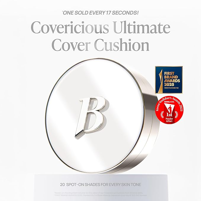 BANILA CO Covericious Ultimate Cover Cushion | Up to 100HR Long-Wear Foundation | 20 Shades for All Skin Tones | Matte & Lightweight Finish | Korean Cushion Foundation (14g / 0.49 oz), 34C HAZELNUT