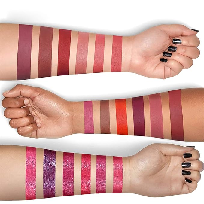 BONNIE CHOICE 18Pcs Matte Liquid Lipstick Set, Waterproof Long Lasting Non-Stick Cup Nude Lipstick Dark Red Lipstick for Women 24 Hour High Pigmented Lip Gloss Set Christmas Day Gifts for Women