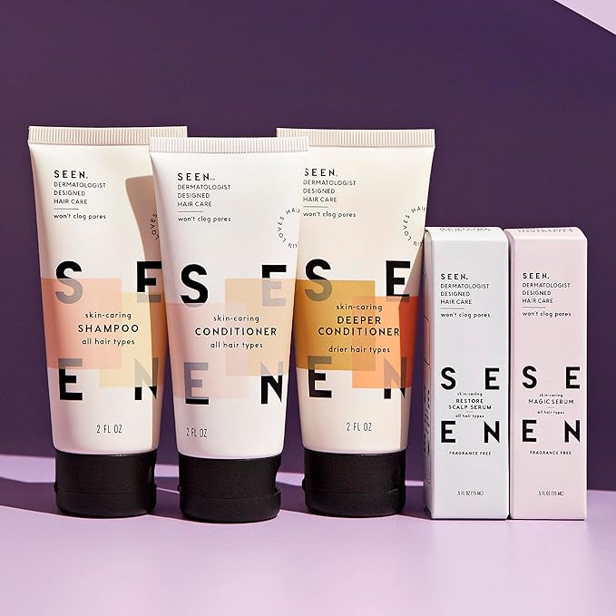 SEEN Discovery Kit - Fragrance Free - Non-Comedogenic & Hair Set- Dermatologist-Developed - Safe for Sensitive, Eczema & Acne Prone Skin