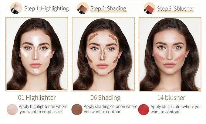 MAEPEOR Cream Blush Stick 15 Colors Lightweight Blendable Contour Highlighter Blush Stick Long Lasting Waterproof Blusher Pen (Highlighter 02)