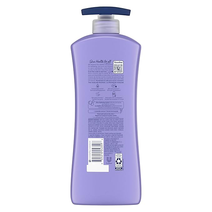 Vaseline Intensive Care Calm Healing Body Lotion 4 Count for Dry Skin Lotion Made with Ultra-Hydrating Lipids and Lavender Extract to Heal and Restore Dry Skin 20.3 Oz
