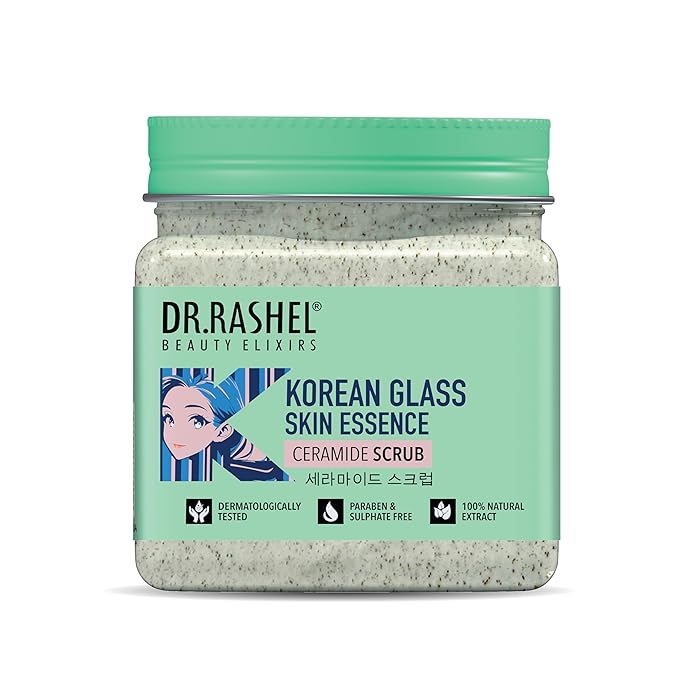 DR.RASHEL Korean Face & Body Scrub With Rice Water & Ceramide For Glass skin Deep Cleansing Exfoliation Skin For Glowing Skin 380 ml / 12.84 Fl Oz
