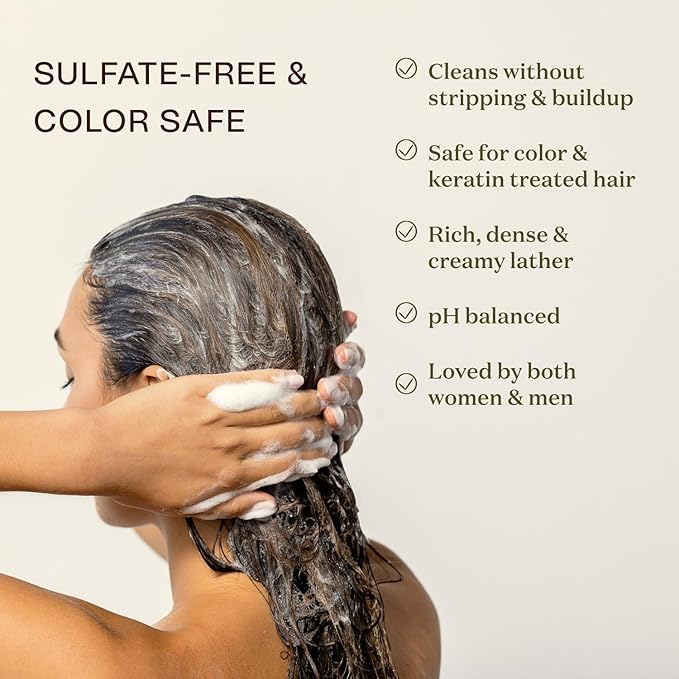 Ingreendients Natural Shampoo With Organic Ingredients - Sulfate Free, Color Safe, Non Toxic With Tea Tree Oil & Apple Cider Vinegar, Vegan, Gluten Free, pH Balanced