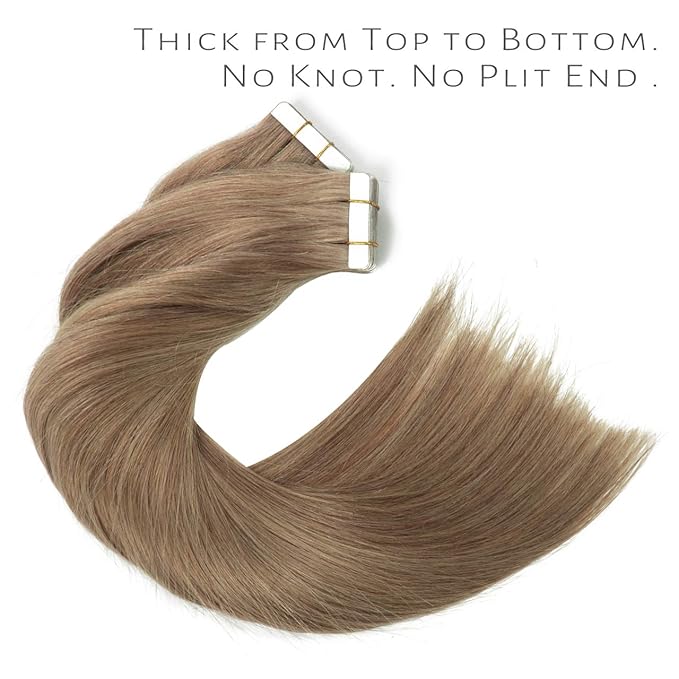 Lacer 18 inch Seamless Remy Tape in Human Hair Extensions Natural Balayage PU Skin Weft 100% Real Virgin Human Hair Color #6 Medium Brown Double Side 50g 20pcs/set