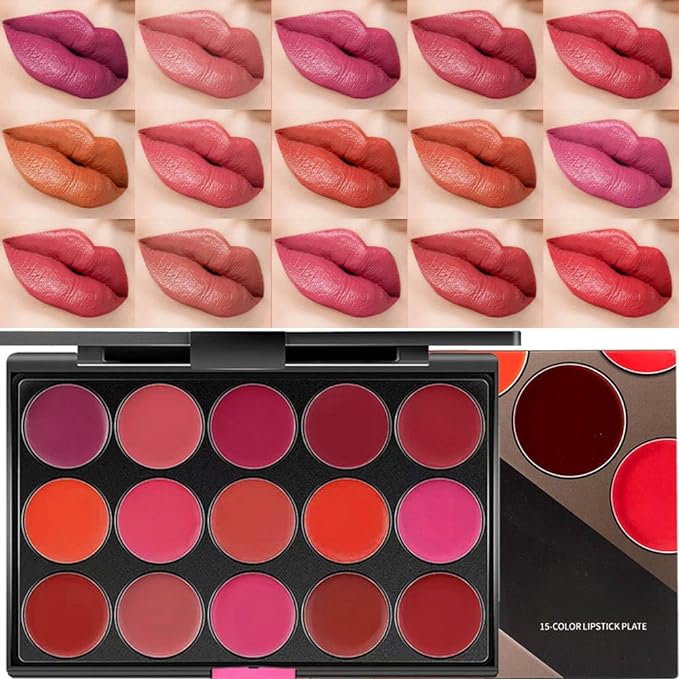 Kaely 15 Colors Matte Red Lipstick Palette for Women, Professional Lip Color Palette Makeup, Pro Lip Gloss Long Lasting Waterproof, labiales mate 24 horas originales matte larga duracion